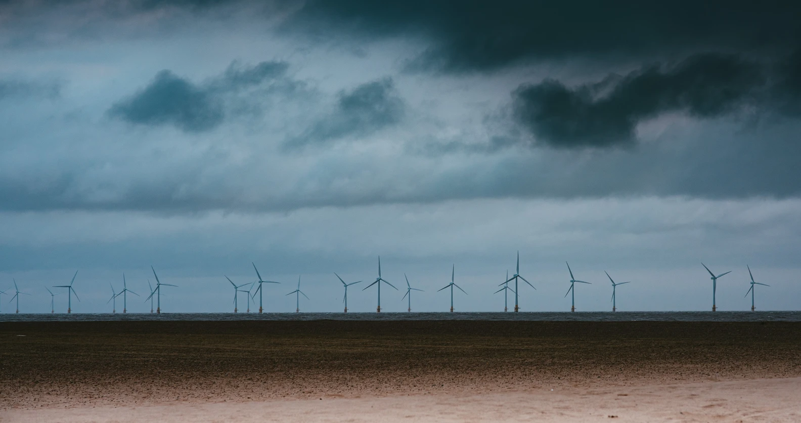 Wind farm in storm