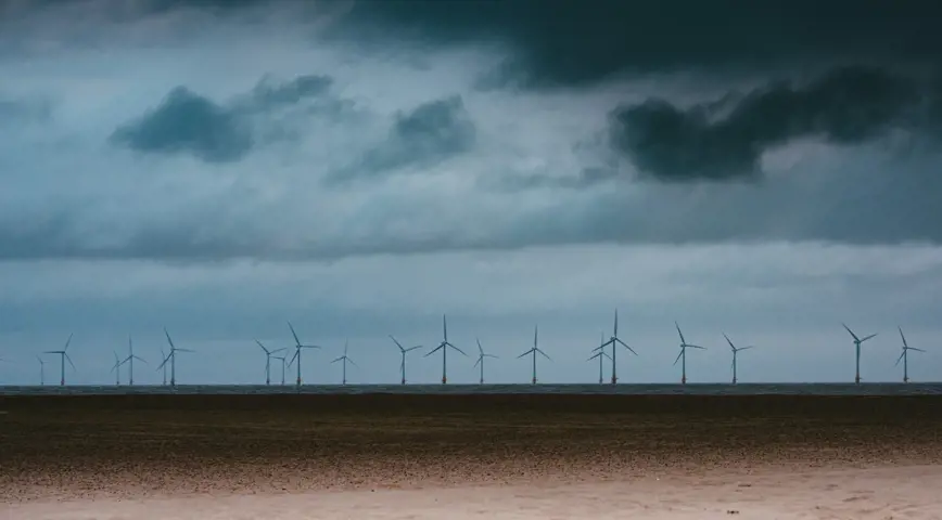 Wind farm in storm