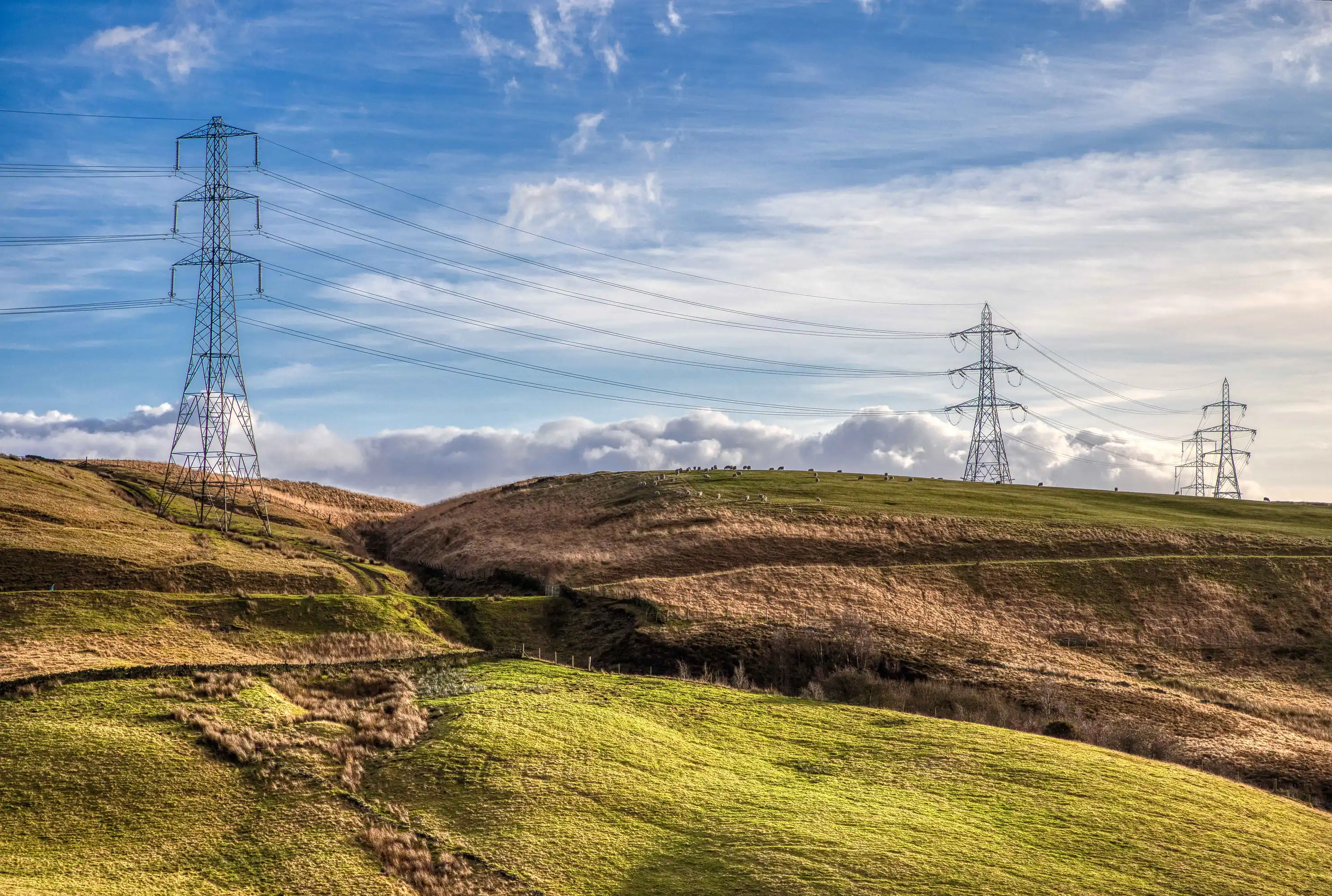 Pylons On Rolling Hills 